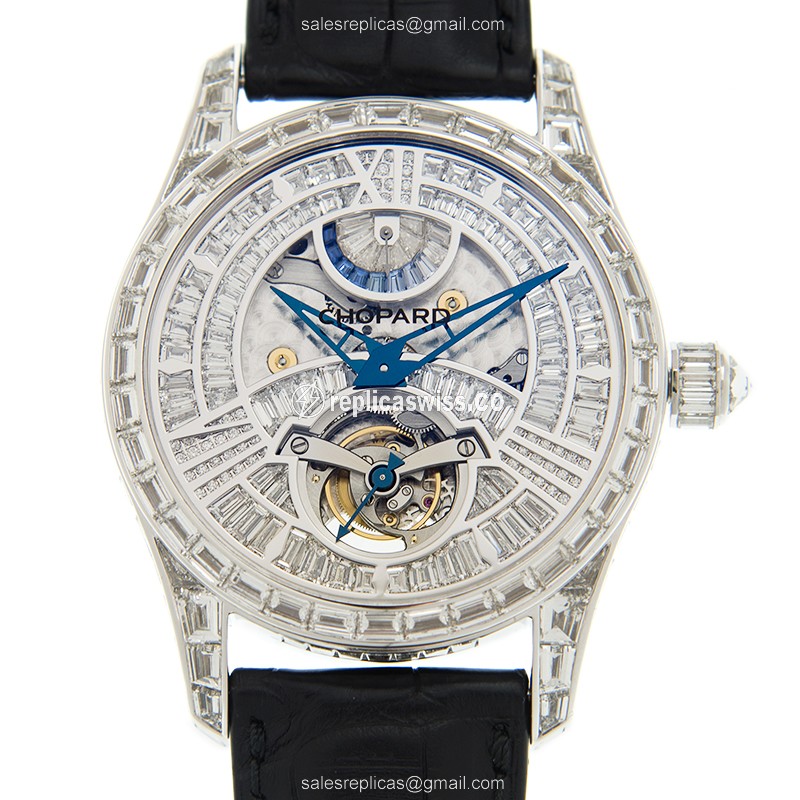 Chopard L.U.C 171921-1001 Manual Wind - 18kt White Gold - Diamond Dial - Silver - Buckle Clasp - Black Alligator Strap - Luxury Replica L.U.C Watch